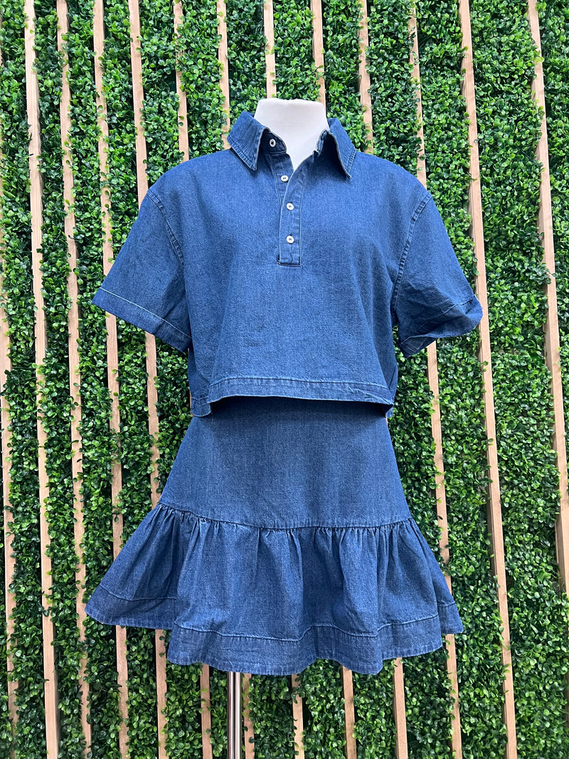 Fitted Dropwaist Denim Skirt