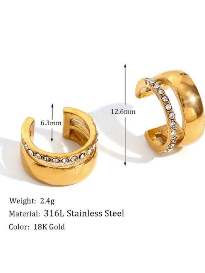 Rhinestone Detail Double Layer Ear Cuff