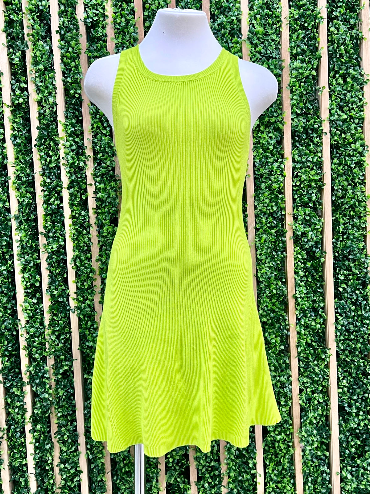 Ribbed Sleeveless Swing Dress