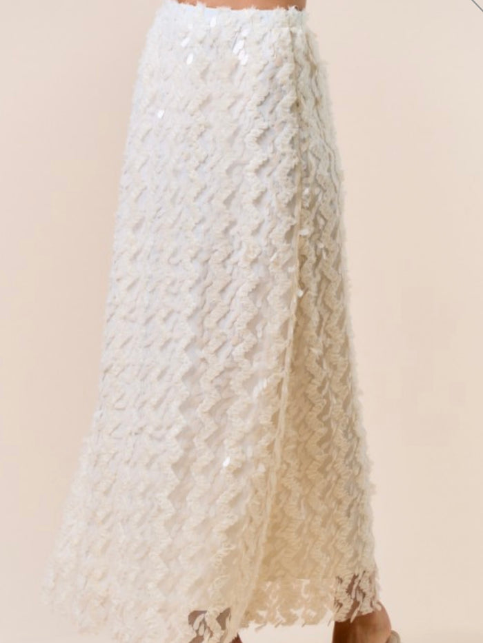 Beautiful Cream Sequin Maxi Skirt