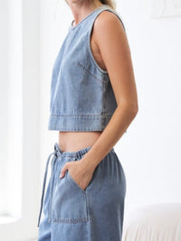 Light Blue Stitch Detail Top