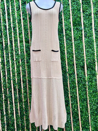 Cream Pocket Detail Knit Maxi Dress