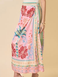 Tropical Paradise Wrap Midi Skirt
