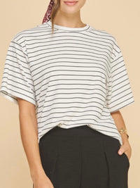 Ivory Striped Oversize Top