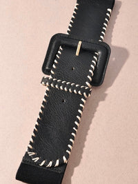 Contrast Stitch Wide Elastic Belt