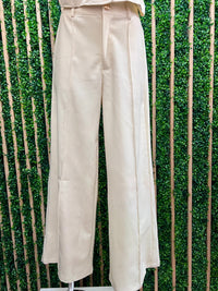 Ivory High-Waisted Wide-Leg Pants