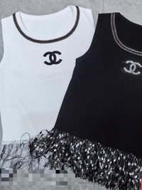 Chanel Inspo Fringe Knit Top
