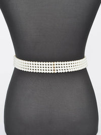 Double Square Buckle Pearl Belt