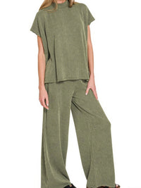 Ribbed Luxe Short Sleeve &Pant Set