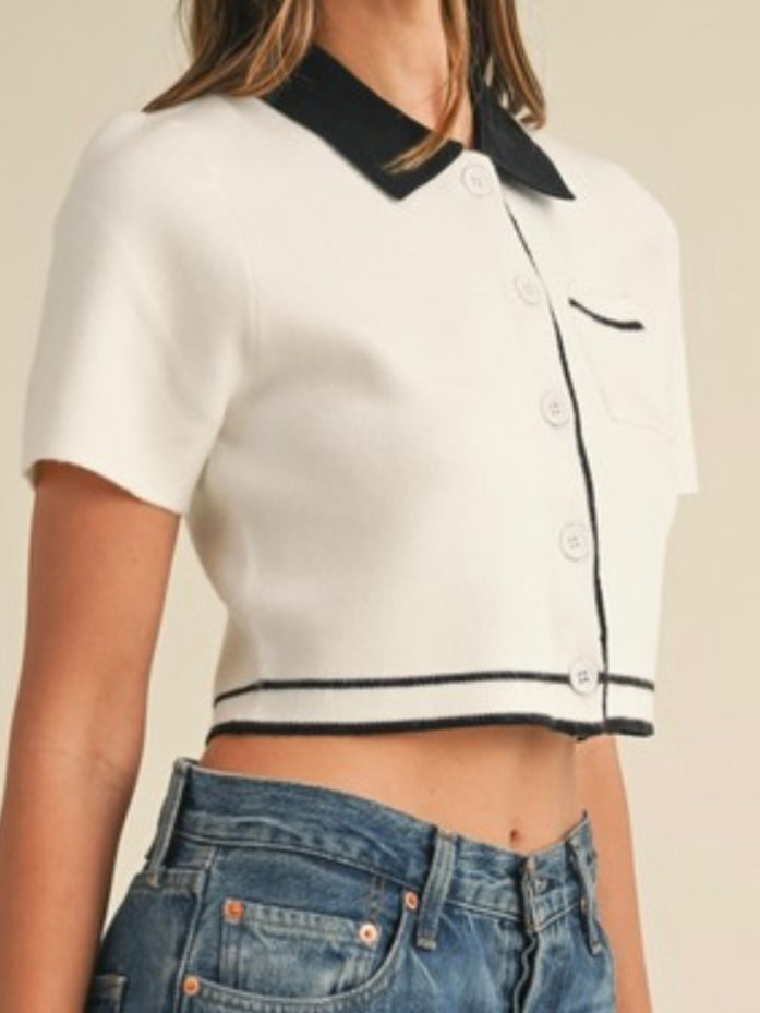 Crop Knit Collared Top