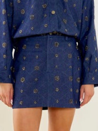 Embellished Dark Denim Mini Skirt