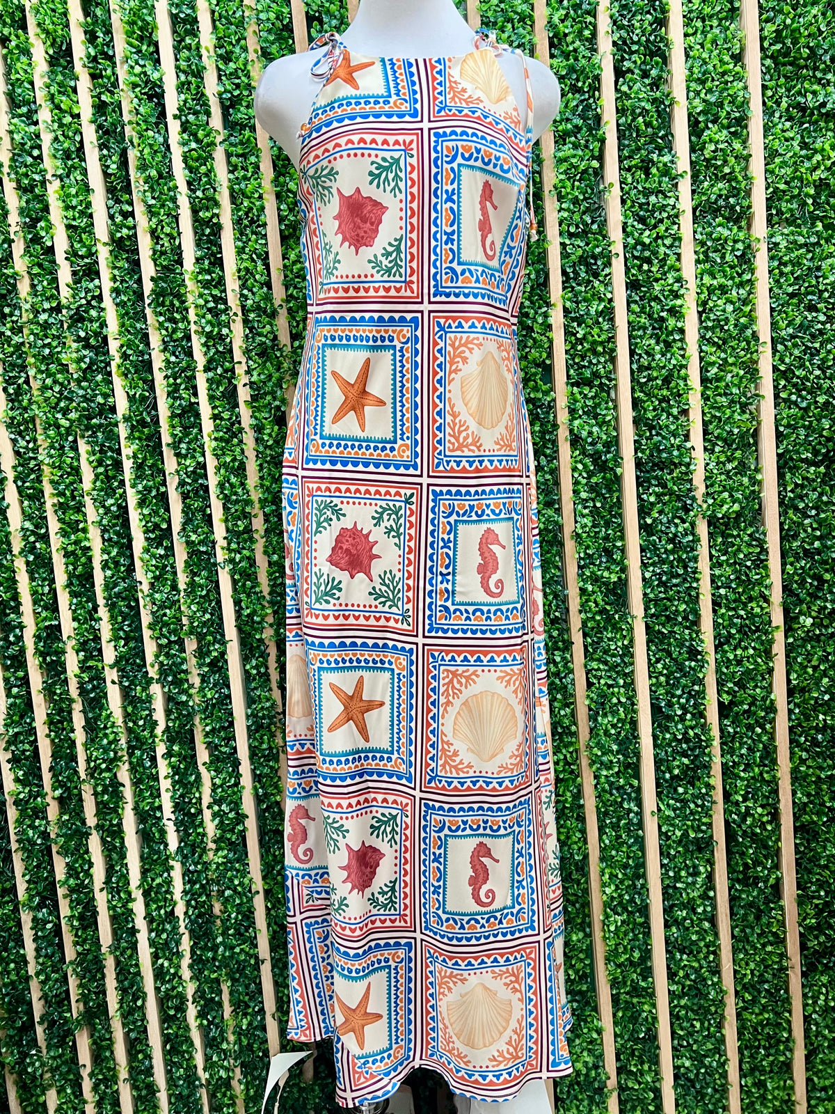 Seaside Mosaic Halter Maxi Dress