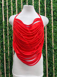 Tomato Halter Draped Crop Top