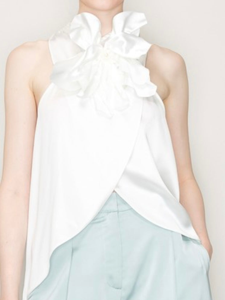 3D Satin Flower Detail Top