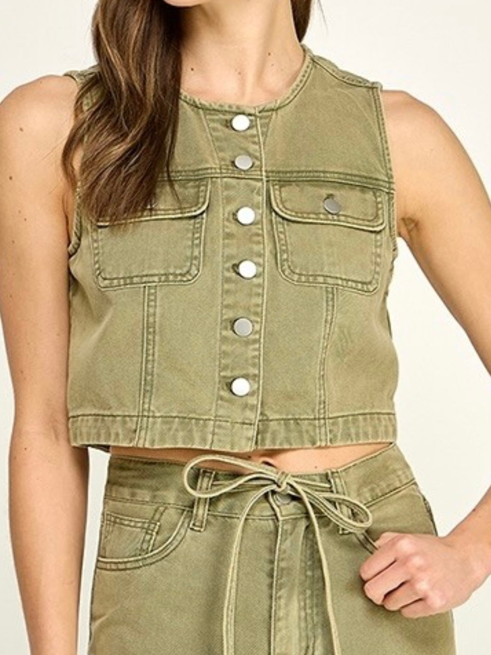 Olive Grove Denim Crop Top