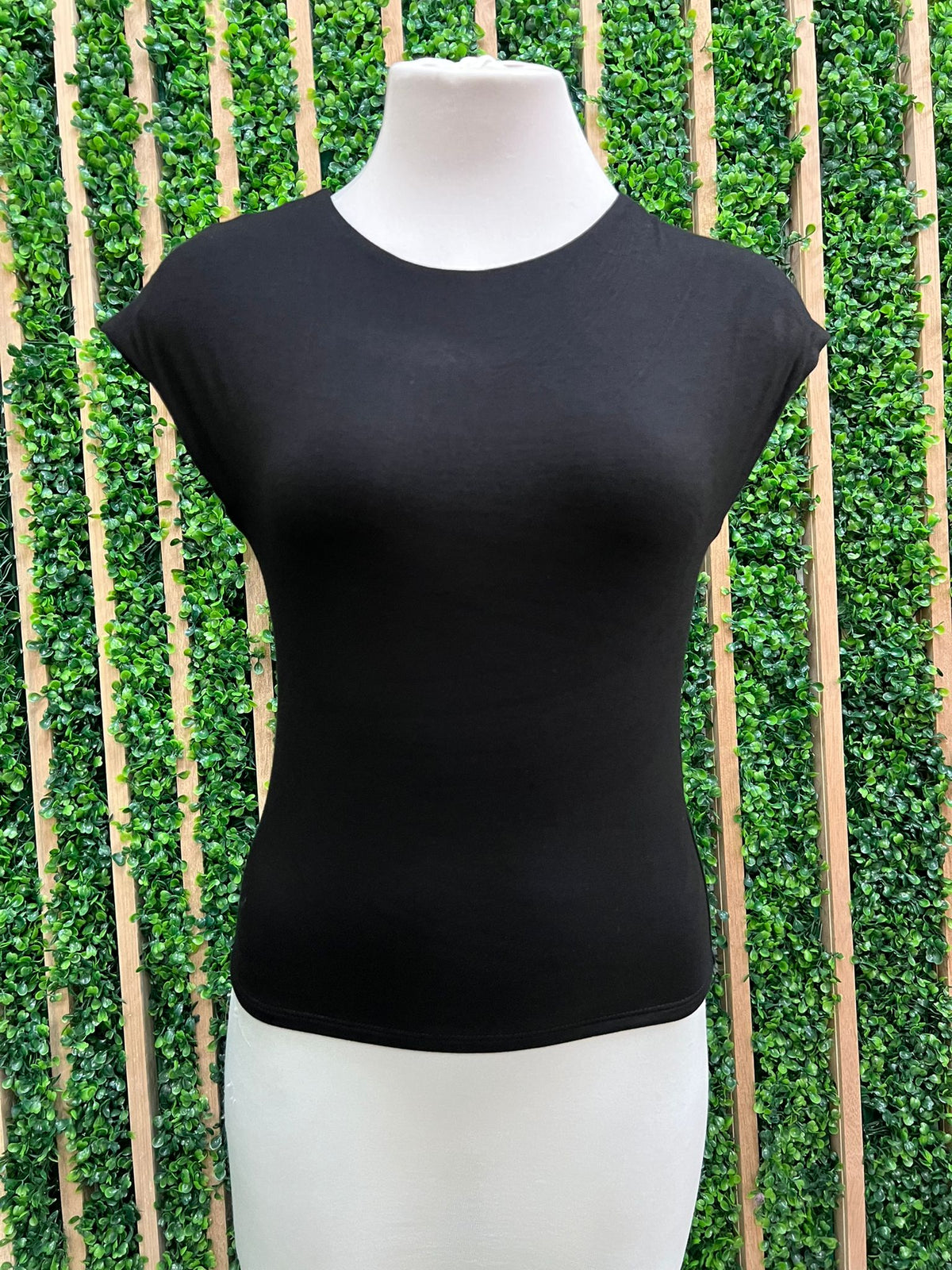 Smooth Cap Sleeve Crewneck Basic Top