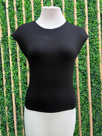 Smooth Cap Sleeve Crewneck Basic Top
