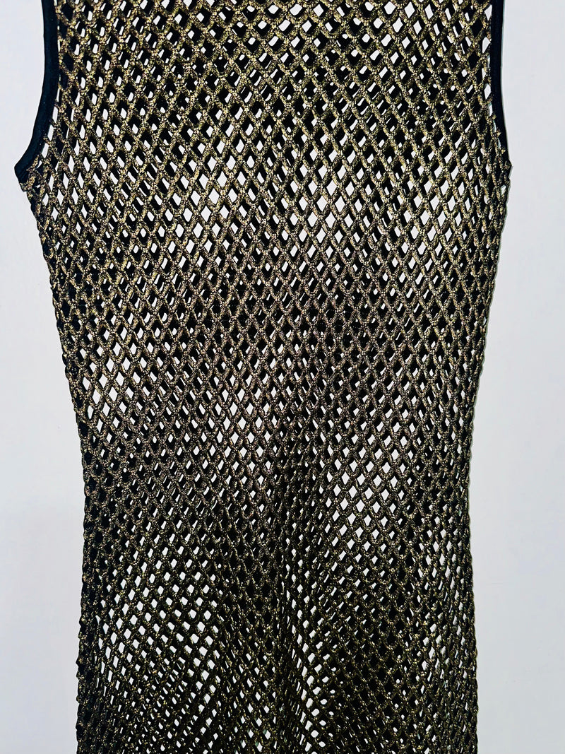 Black Gold Net Maxi Coverup Dress