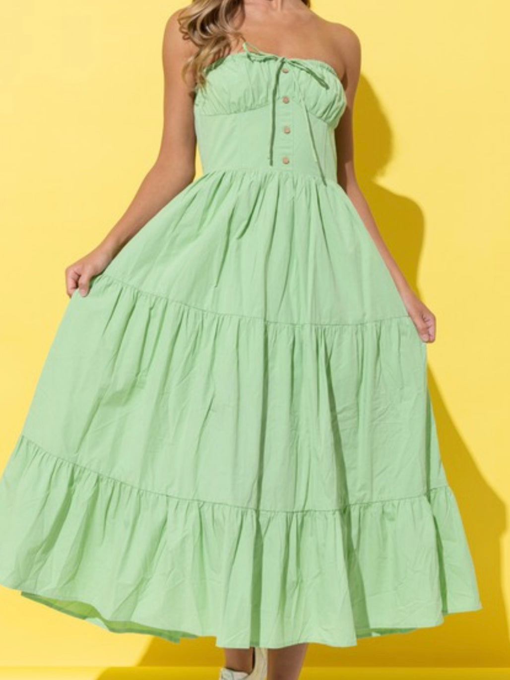 Mint Green Strapless Tiered Maxi Dress