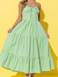 Mint Green Strapless Tiered Maxi Dress