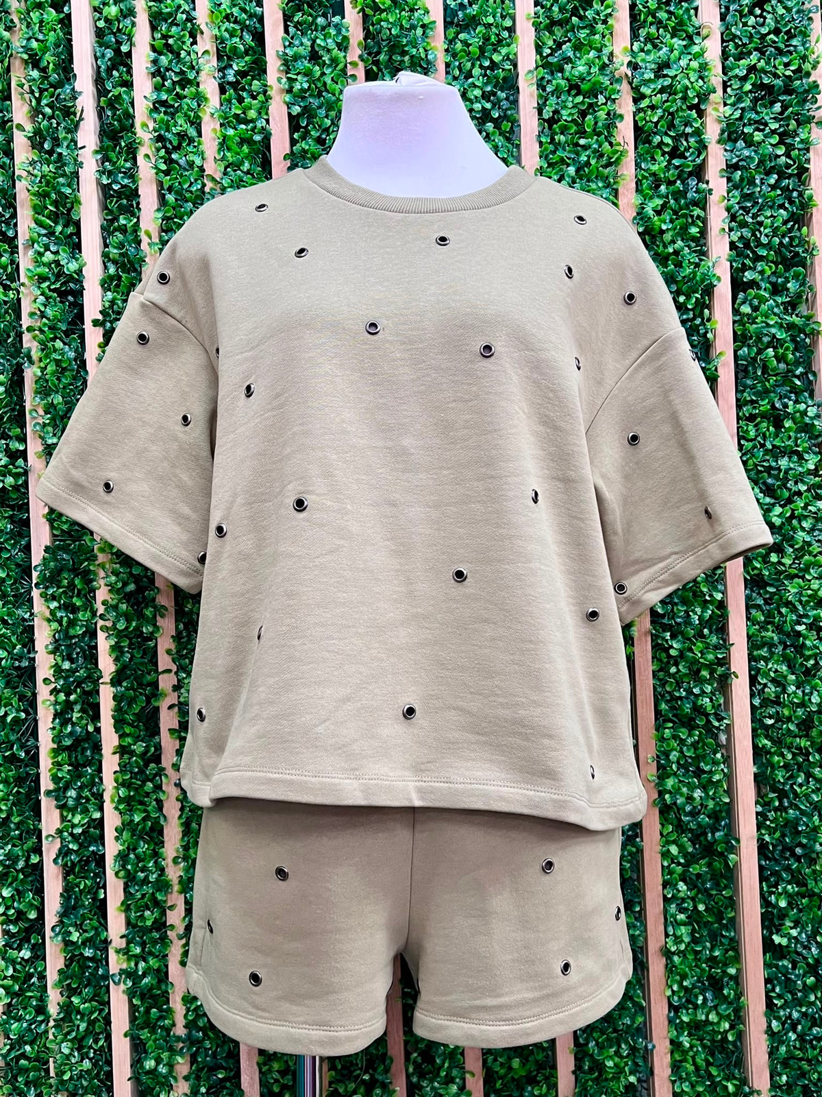 Studded Short Pant Set (Available in Black & Olive)