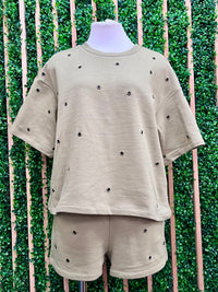 Studded Short Pant Set (Available in Black & Olive)