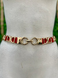 Thin Metallic D Links Stretch Belt