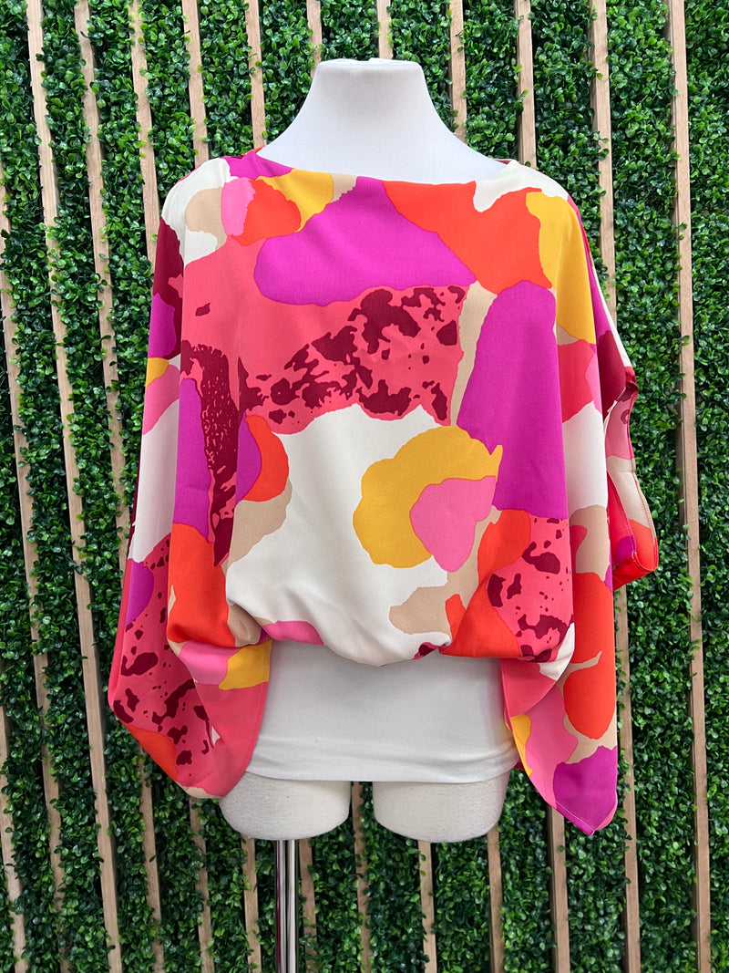 Abstract Print Kaftan Blouse