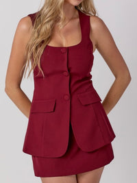 Burgundy Round Neck Vest Romper