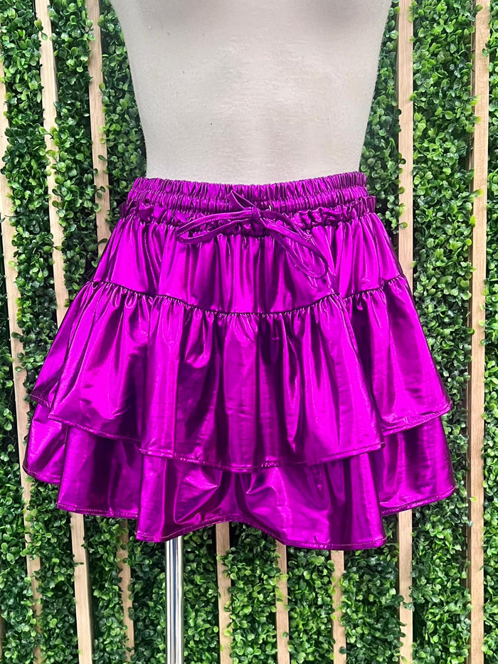 Metallic Ruffled Skort