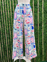 Blue Combo Fun Print Pant Set