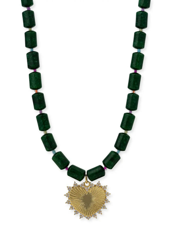 Bracha Beloved Green Heart Necklace