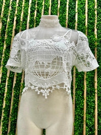 Exquisite White Lace Crop Blouse