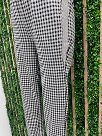 Rhinestone Trim Plaid Jogger Set