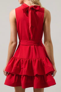 Beautiful Red Ruffle Tiered SHort Dress