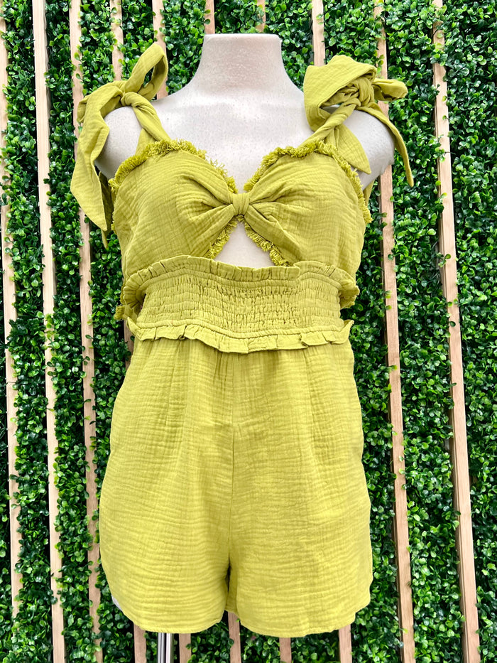 Beautiful Lime Cutout Romper