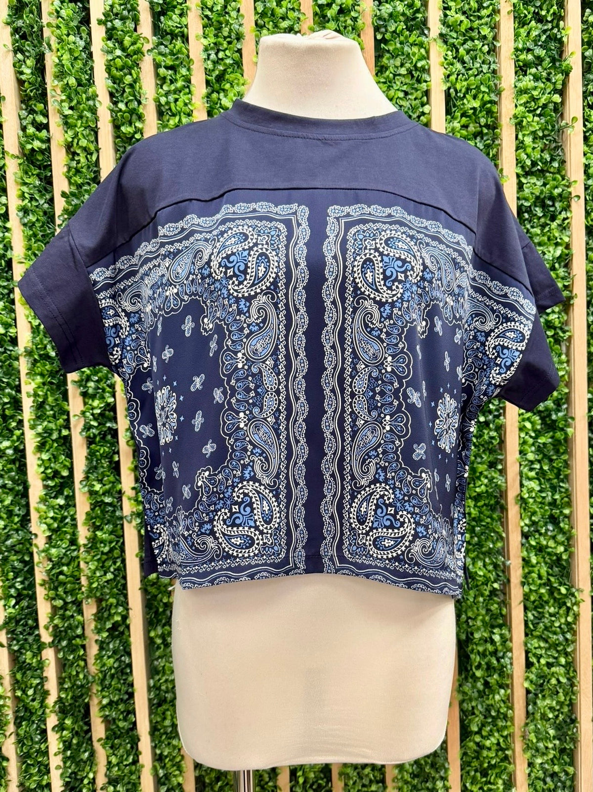 Navy Paisley Breeze Cap Sleeve Top