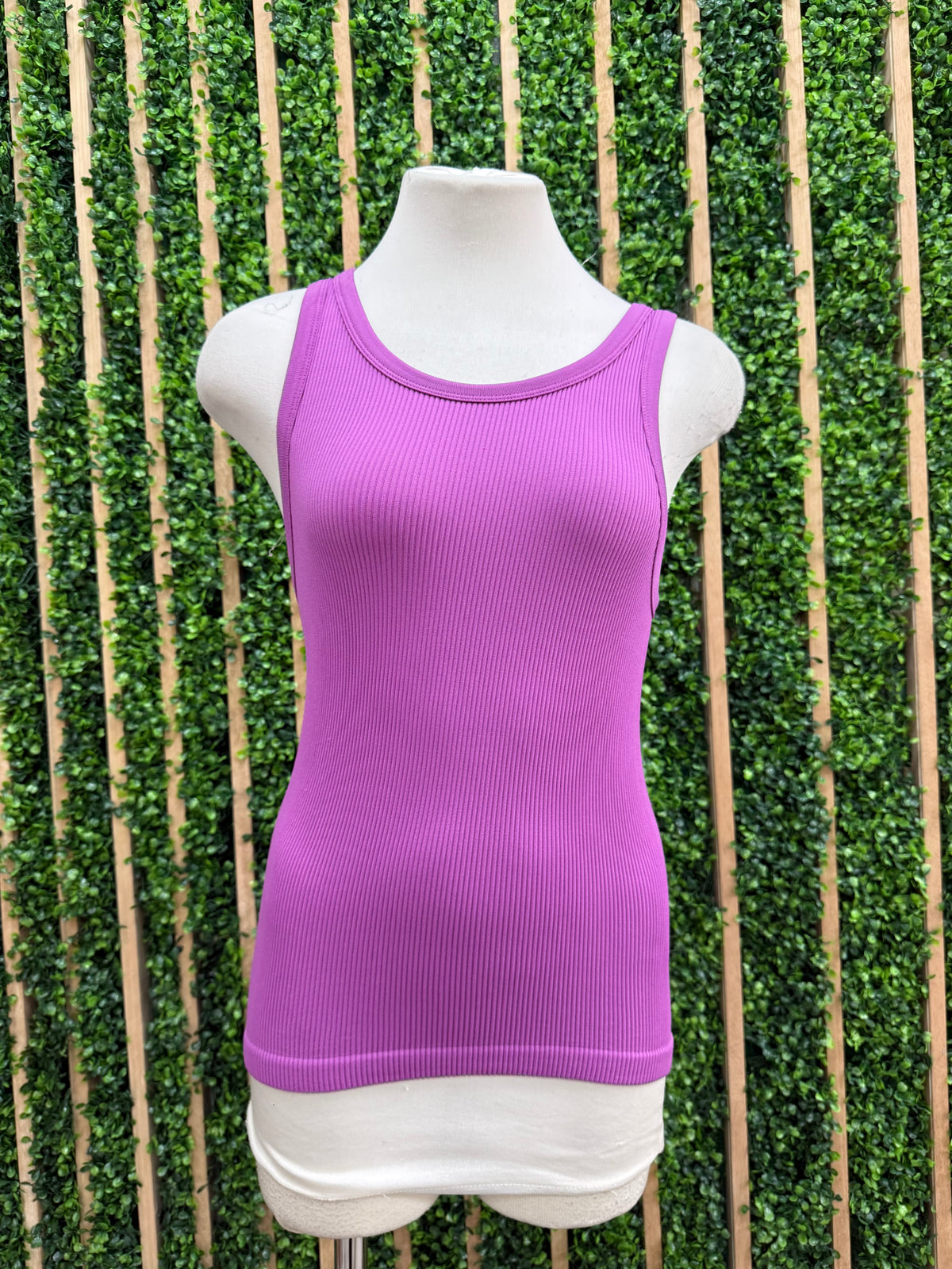 Rib Plain Band Tank Top