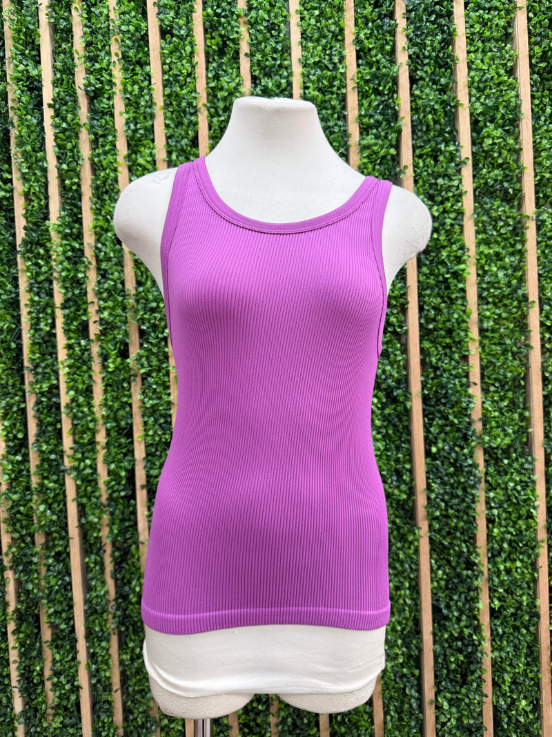 Rib Plain Band Tank Top