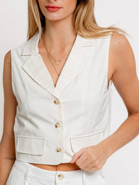 White Linen Short Vest
