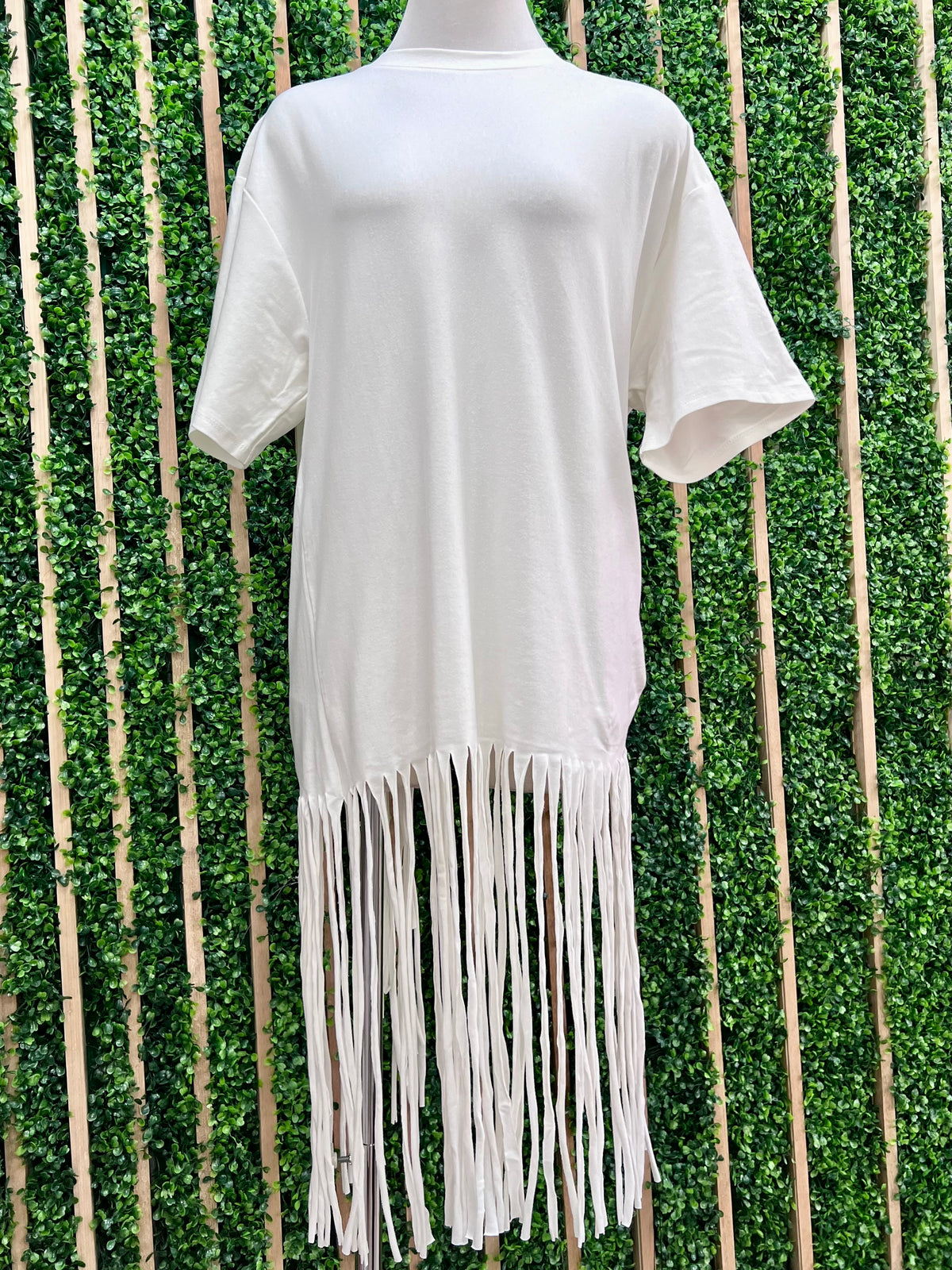 Solid Fringe Shirt Dress