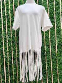 Solid Fringe Shirt Dress