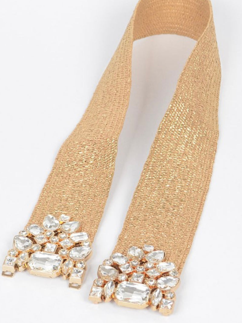 Stone Design Metallic Straw Belt