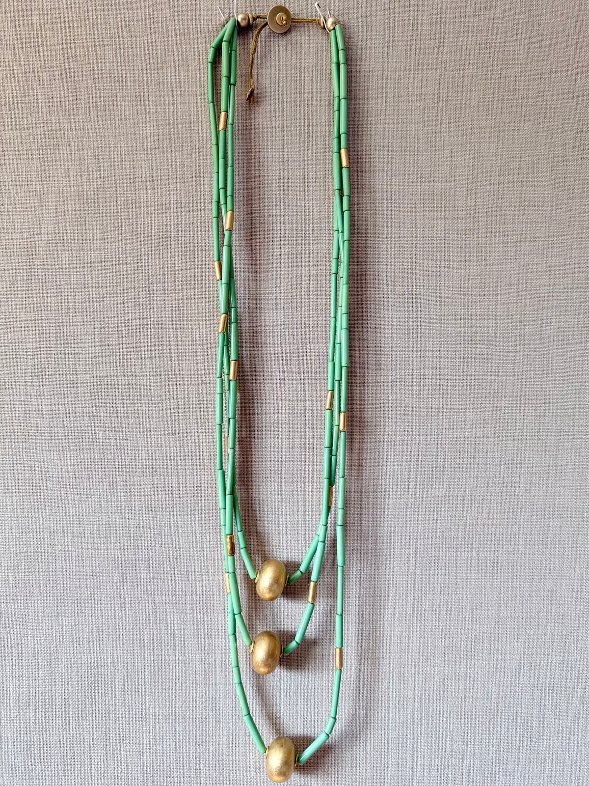 Mint Gold bead Detail Multi Layer Necklace