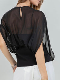 Black Chiffon Mixture Double Layer Blouse