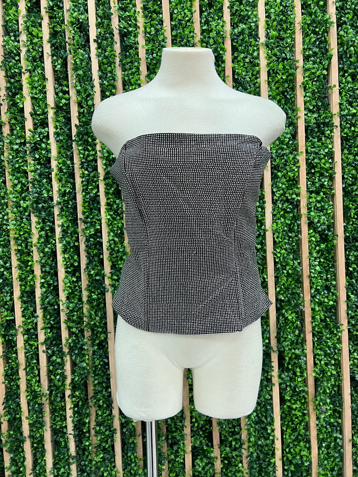 Rhinestone Studded Strapless Top