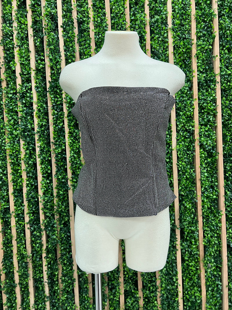 Rhinestone Studded Strapless Top