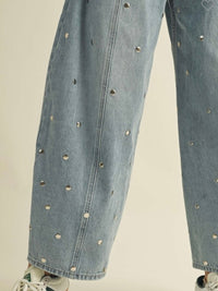 Studded Barrel Denim Pants