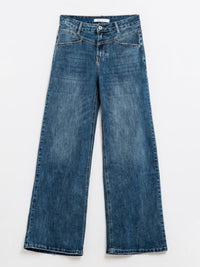 Stitch Detail Wide Leg Flare Jeans