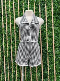 Black White Gingham Halter Top